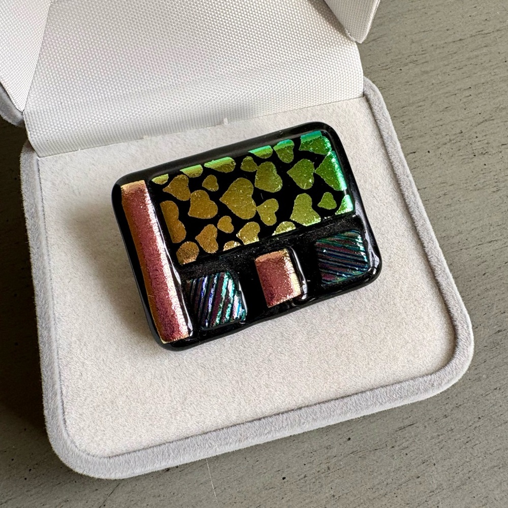 Geometric Vibrant Multicolor Rectangular Brooch P… - image 3